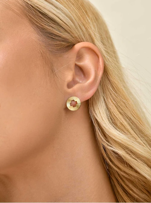 Kolczyki frezowane kółeczka, koniczynki, stal pozłacana S211745Z00