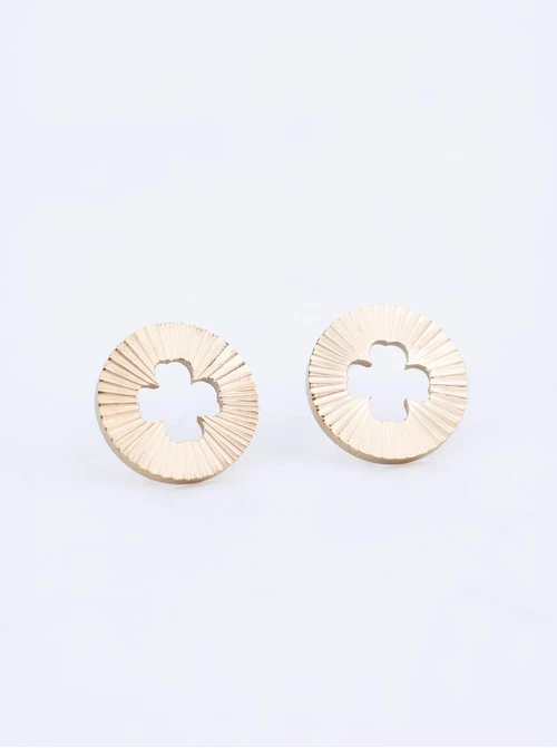 Kolczyki frezowane kółeczka, koniczynki, stal pozłacana S211745Z00