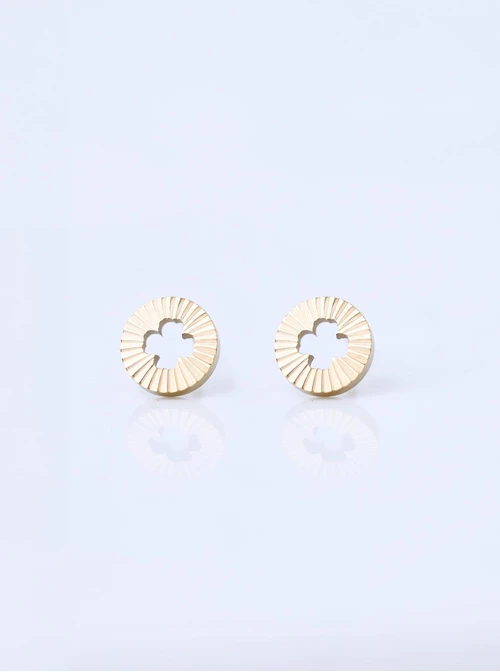 Kolczyki frezowane kółeczka, koniczynki, stal pozłacana S211746Z00