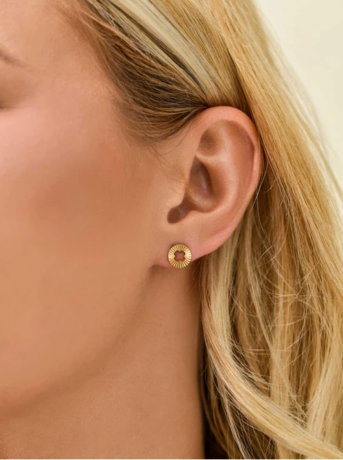 Kolczyki frezowane kółeczka, koniczynki, stal pozłacana S211746Z00