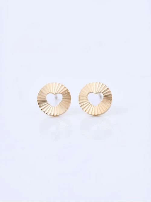 Kolczyki frezowane kółeczka, serduszka, stal pozłacana S211744Z00