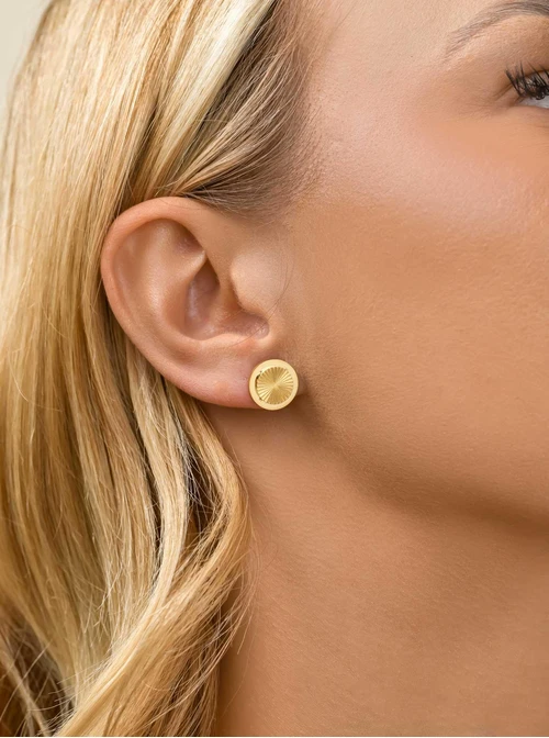 Kolczyki frezowane, kółeczka, stal pozłacana S211762Z00