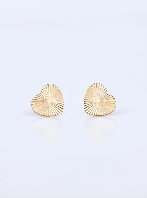 Kolczyki frezowane serduszka, stal pozłacana S211742Z00