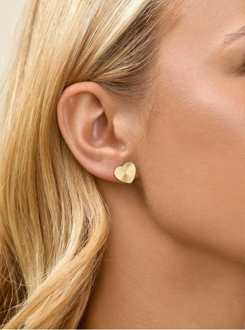 Kolczyki frezowane serduszka, stal pozłacana S211742Z00