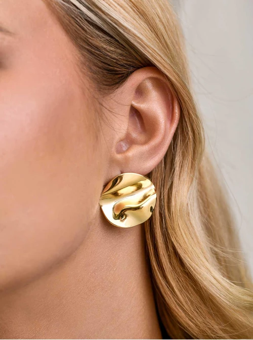 Kolczyki gniecione koła, stal pozłacana S211448Z00