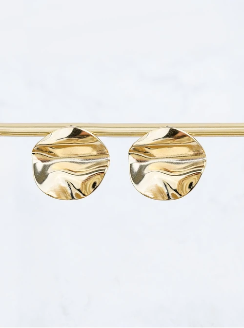 Kolczyki gniecione koła, stal pozłacana S211448Z00