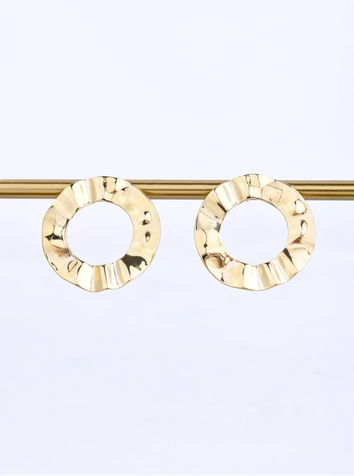 Kolczyki gniecione koła, stal pozłacana S211452Z00