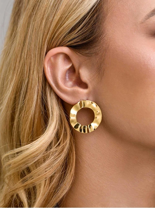 Kolczyki gniecione koła, stal pozłacana S211452Z00