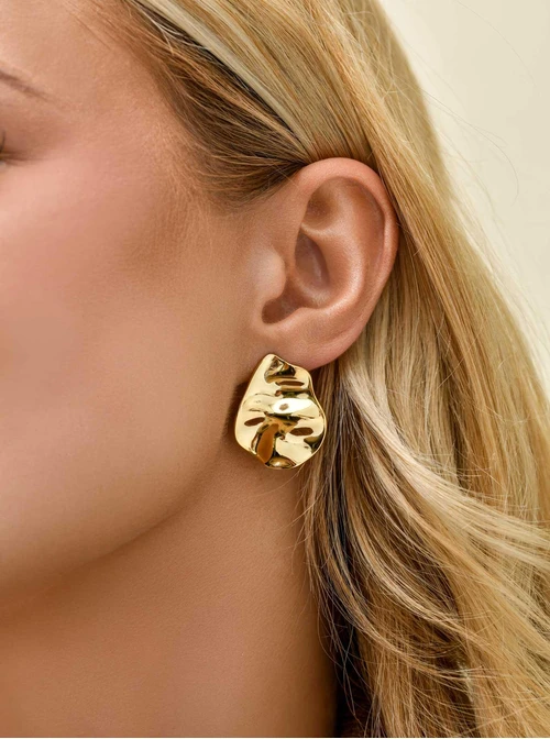 Kolczyki gniecione, stal pozłacana S211441Z00