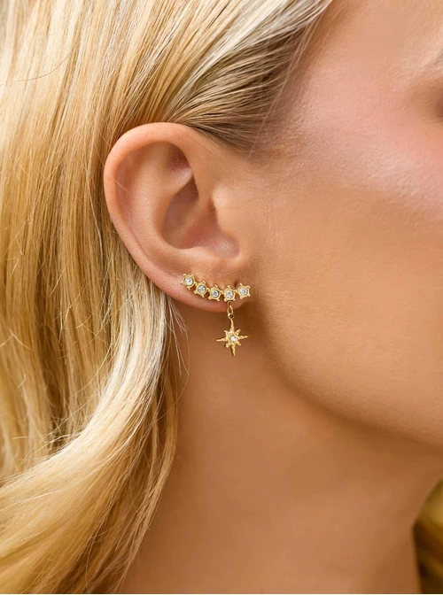 Kolczyki gwiazdki, kryształki, stal pozłacana, S211375Z00