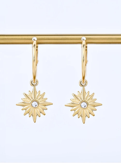 Kolczyki gwiazdy, stal pozłacana,  S211377Z00