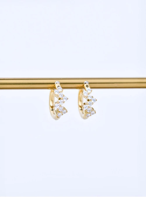 Kolczyki kółeczka z kryształkami, stal pozłacana, S211335Z00