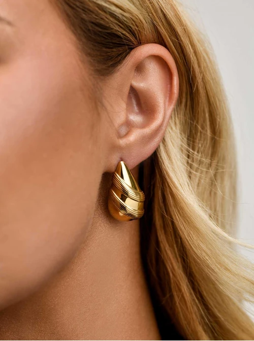 Kolczyki kropla, stal pozłacana S210586Z00