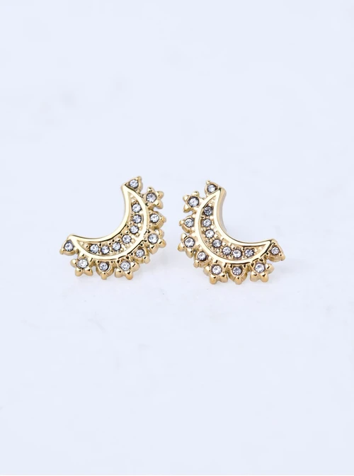 Kolczyki księżyc z kryształkami, stal pozłacana, S211313Z00