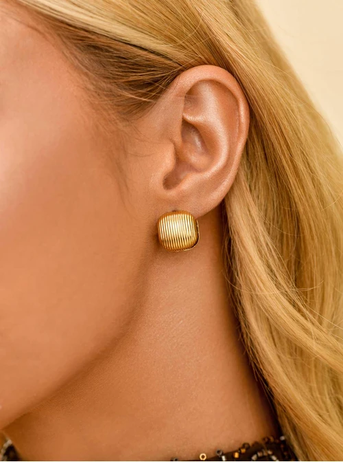 Kolczyki kwadraty, stal pozłacana S211548Z00