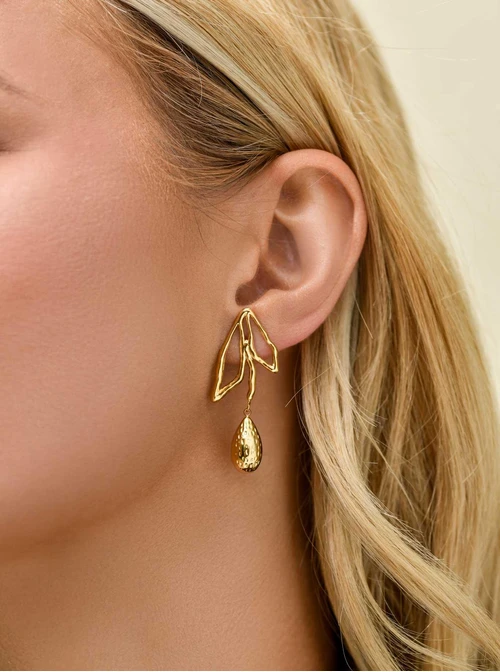 Kolczyki kwiaty, stal pozłacana S211439Z00