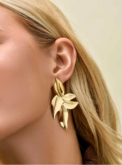 Kolczyki listki, stal pozłacana S211445Z00