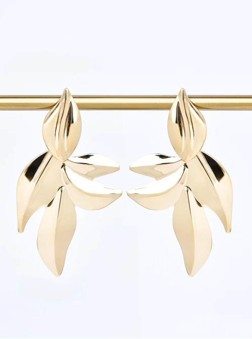 Kolczyki listki, stal pozłacana S211445Z00