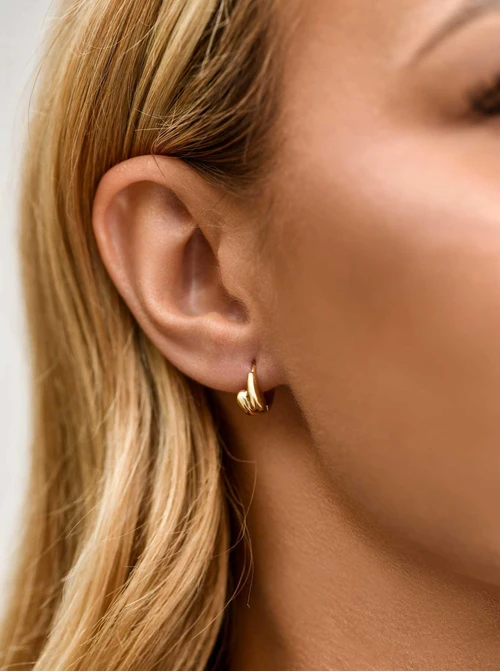 Kolczyki malutkie kółeczka, kropelki, stal pozłacana S211332Z00