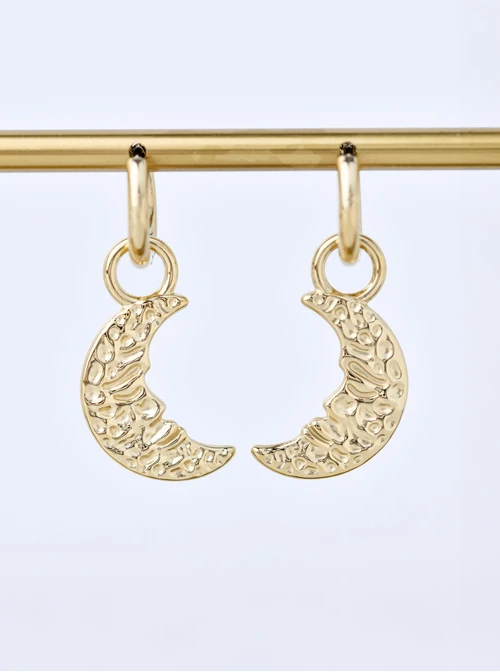 Kolczyki młotkowany księżyc, stal pozłacana, S211320Z00