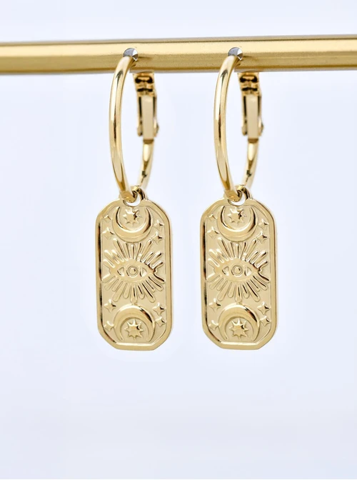 Kolczyki oko proroka, księżyce, stal pozłacana S211378Z00