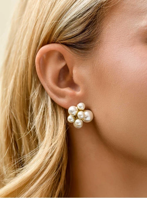 Kolczyki perełki, stal pozłacana S211462Z00