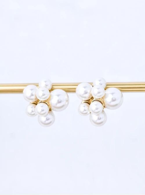 Kolczyki perełki, stal pozłacana S211462Z00