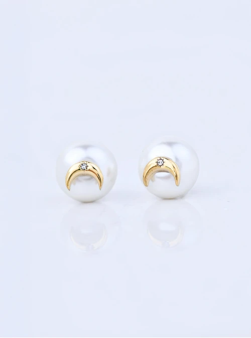 Kolczyki perła, księżyc, stal pozłacana, S211388Z00