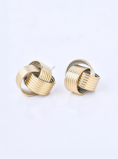Kolczyki zaplatane, stal pozłacana, S210489Z00