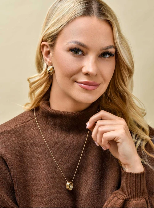 Kolczyki zaplatane, stal pozłacana, S210489Z00