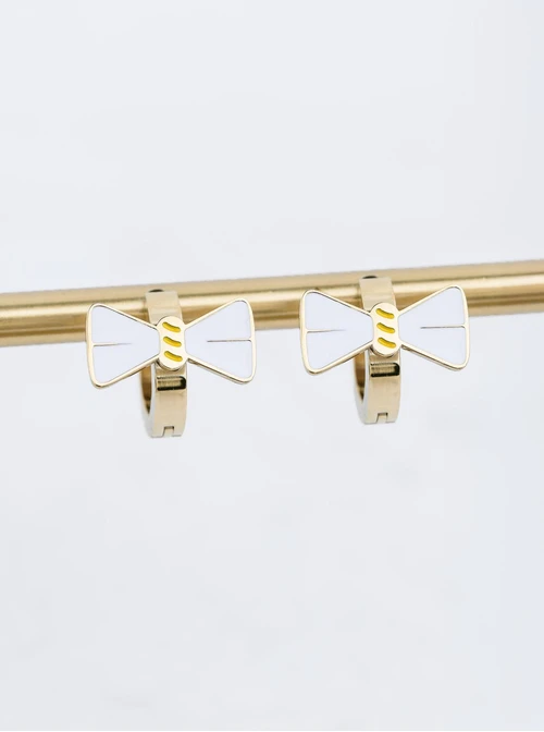 Kolczyki kółko, kokardka, stal pozłacana S211780Z00