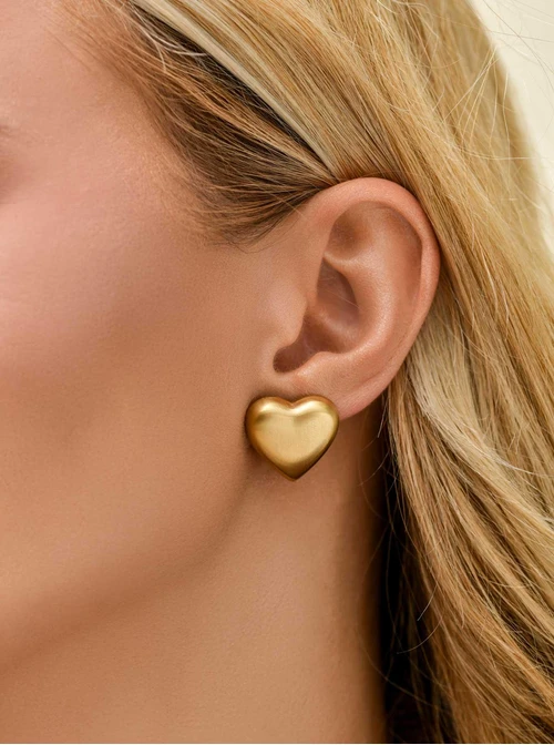 Kolczyki matowe serca, stal pozłacana S211430Z00