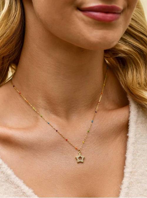 Naszyjnik, Gwiazdka, stal pozłacana, S311353Z00