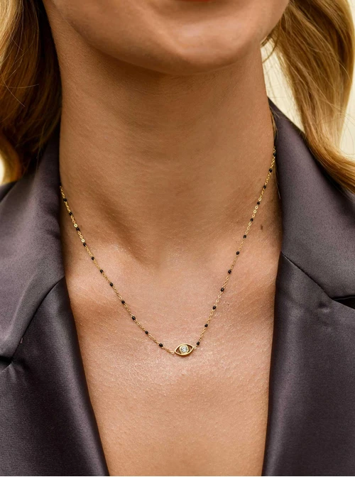 Naszyjnik, Oko Proroka, kryształek, stal pozłacana, S311394Z01