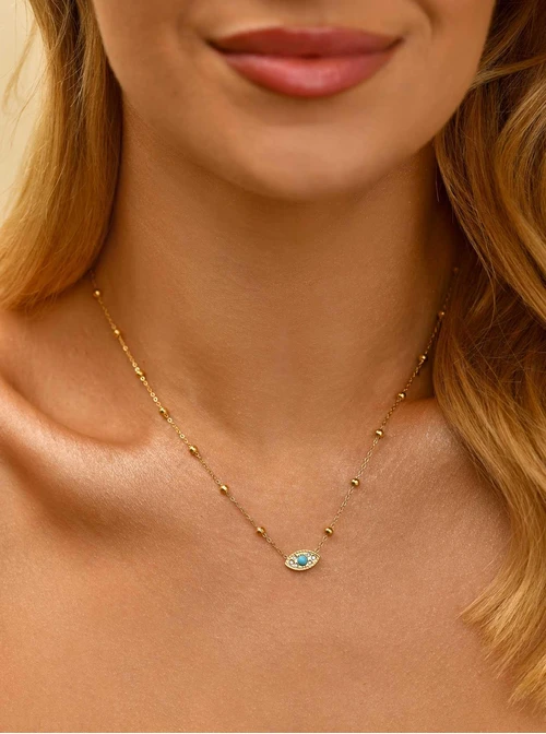 Naszyjnik, Oko Proroka, kryształki, stal pozłacana, S311302Z00