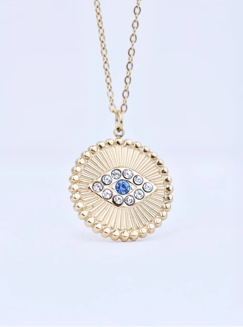 Naszyjnik Oko Proroka, kryształki, stal pozłacana S311307Z00