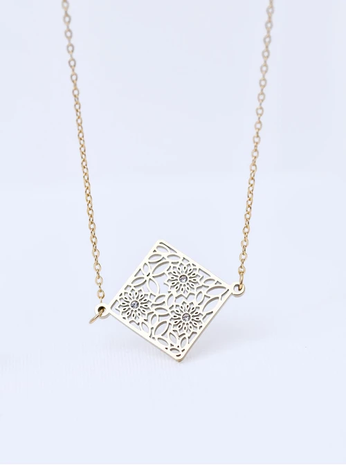 Naszyjnik długi, Rozeta Vezzi, stal pozłacana S311477Z00