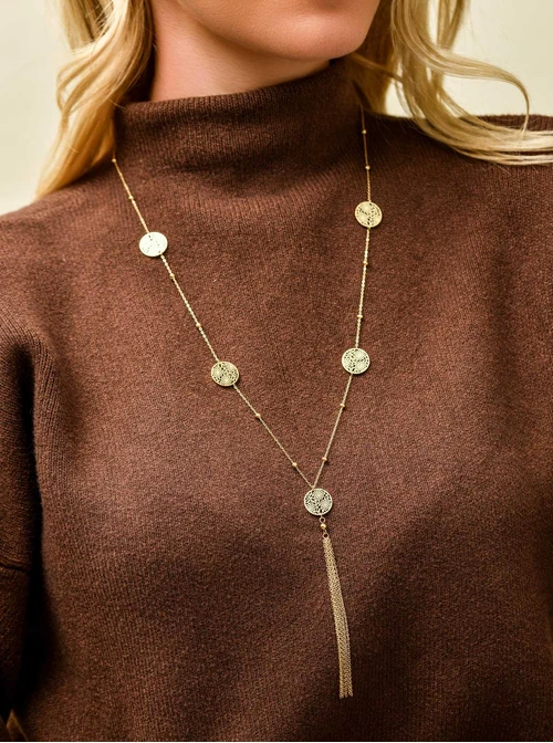 Naszyjnik długi, Rozeta Vezzi, stal pozłacana S311480Z00