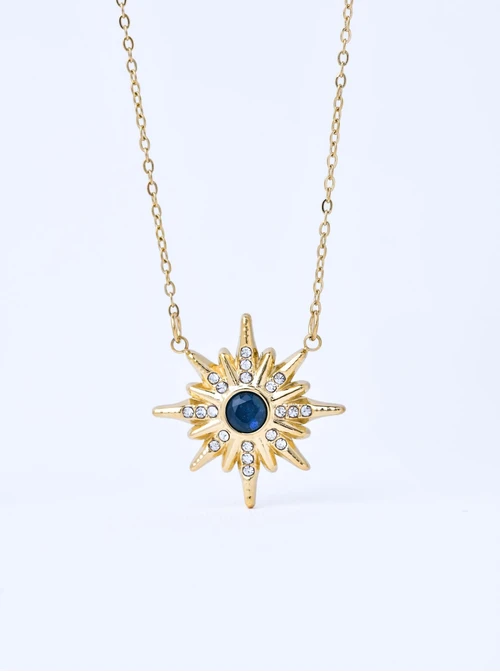 Naszyjnik gwiazda, kryształki, stal pozłacana S310640Z00