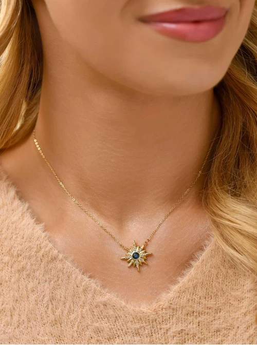 Naszyjnik gwiazda, kryształki, stal pozłacana S310640Z00