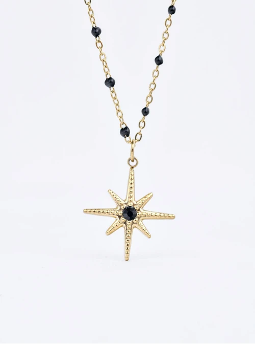 Naszyjnik gwiazdka, kryształek, stal pozłacana, S310645Z00