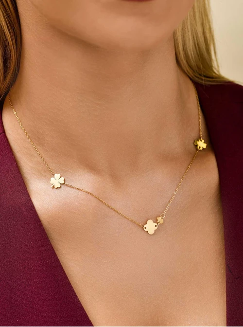 Naszyjnik koniczynki, stal pozłacana S311840Z00