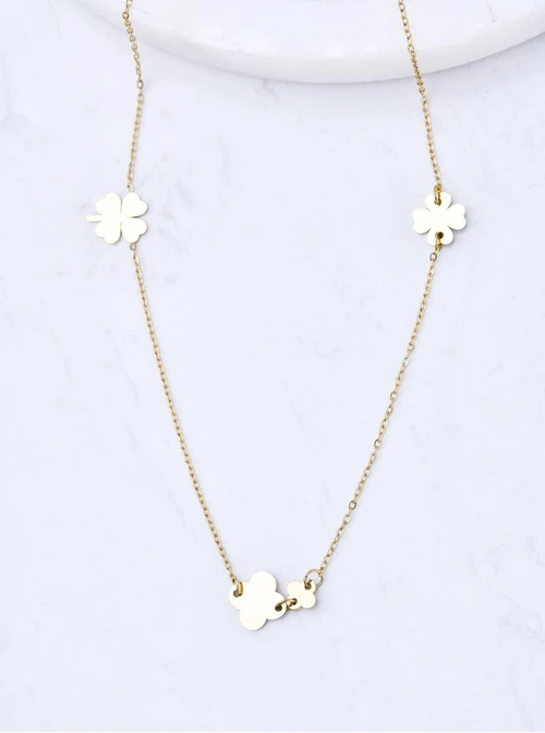 Naszyjnik koniczynki, stal pozłacana S311840Z00