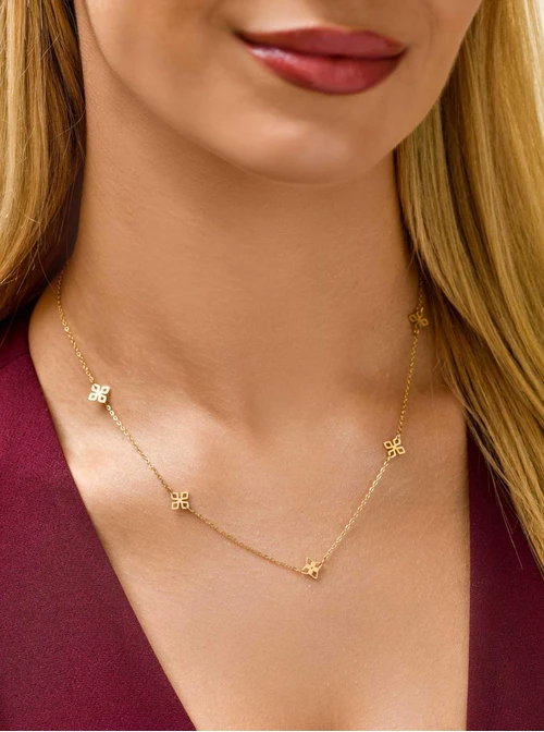 Naszyjnik koniczynki, stal pozłacana S311842Z00