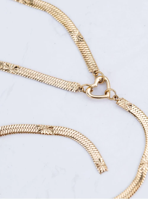 Naszyjnik krawatka, serduszko, stal pozłacana S311817Z00