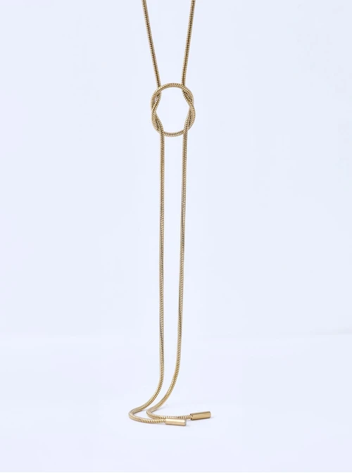 Naszyjnik krawatka, żmijka, stal pozłacana S310482Z00