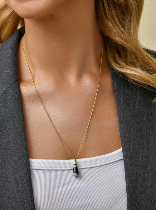 Naszyjnik kropla, Jaspis Zebra, stal pozłacana S310664Z00