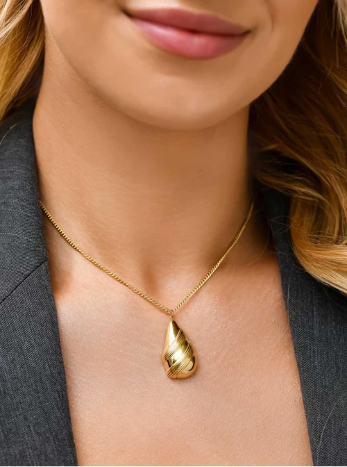 Naszyjnik kropla, stal pozłacana S310585Z00