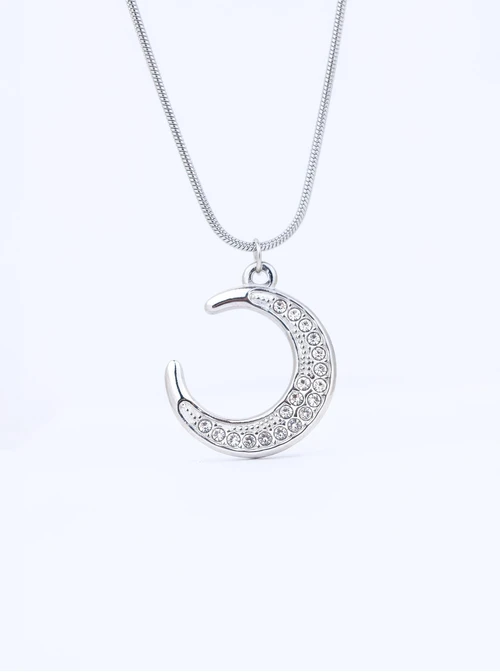 Naszyjnik księżyc kryształki, stal, S311319S00
