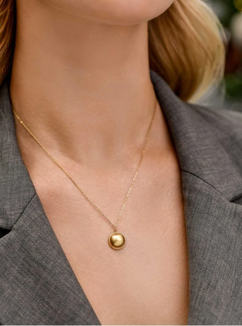 Naszyjnik matowe kółeczko, stal pozłacana S311432Z00